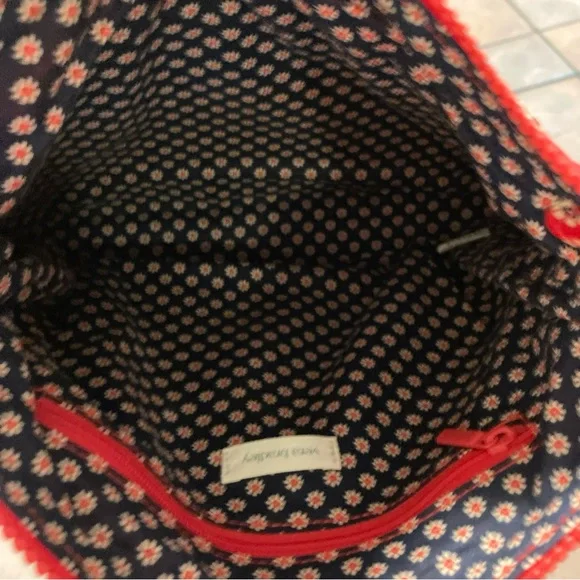 Vtg Vera Bradley red blue floral quiled cute baguette handbag purse tote - Picture 8 of 8